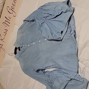 Woman's TOV Denim Shirt w Puff Sleeves